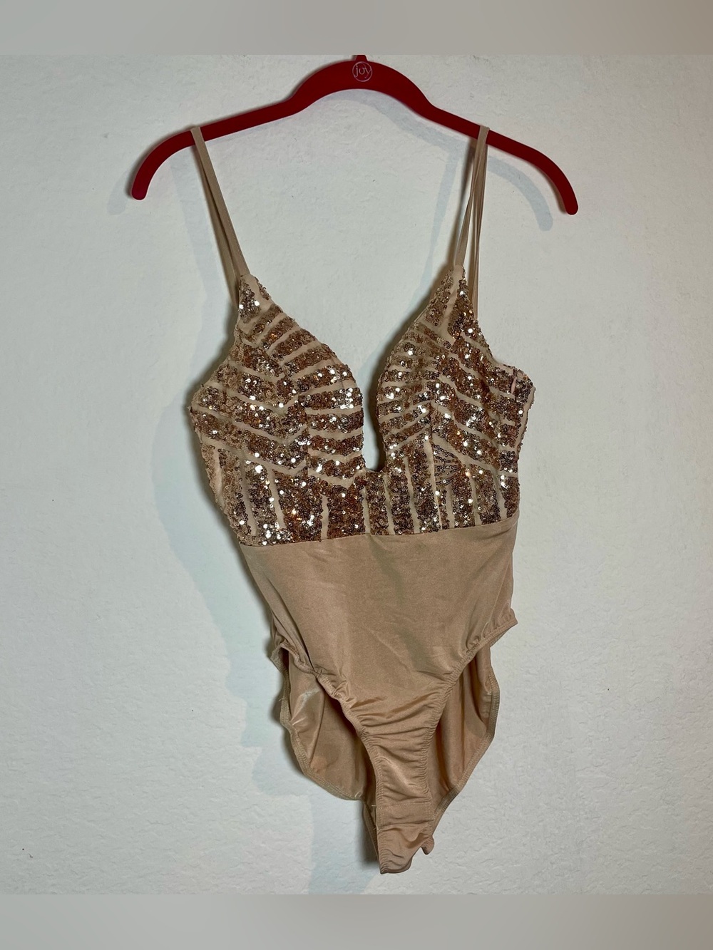 Morning Mist Sequin Bodysuit Champagne Gold Size 8